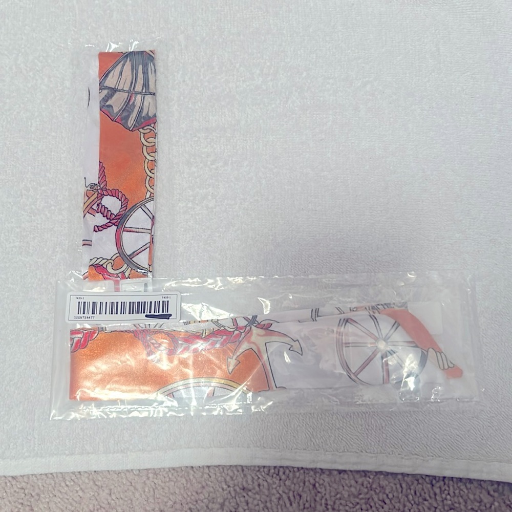 Twilly Orange Multi Color Scarf For Handbag